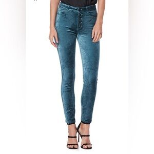 PAIGE Hoxton Ankle Peg Velvet Jeans Sea Blue High Rise Button Fly NWT Size 30